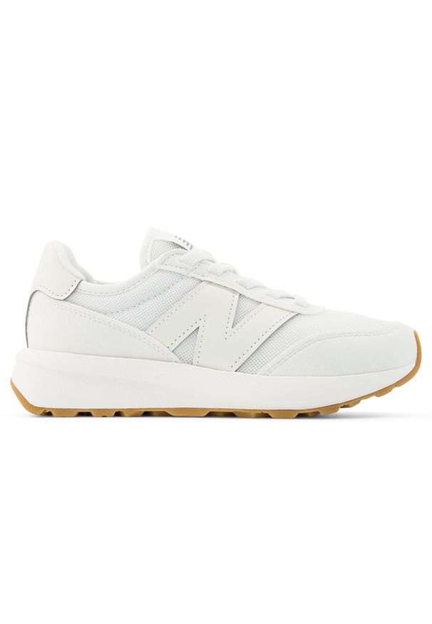 Buty dziecięce New Balance PH370SF – białe. Kolor: biały. Materiał: zamsz, skóra. Szerokość cholewki: normalna