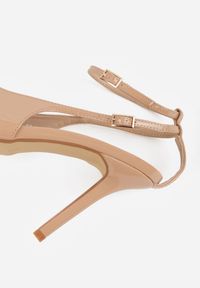 Renee - Ciemnobeżowe Sandały Lakierowane na Szpilce z Ozdobnymi Paskami Murilea. Zapięcie: pasek. Kolor: beżowy. Materiał: lakier. Obcas: na szpilce. Styl: elegancki #9