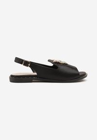 Renee - Czarne Sandały Slingback ze Skórzaną Wkładką i Cyrkoniową Aplikacją z Motylem Idirane. Okazja: na co dzień, na imprezę. Zapięcie: sprzączka. Kolor: czarny. Materiał: skóra. Wzór: aplikacja. Sezon: lato. Styl: elegancki, casual #6