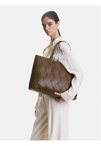 Calvin Klein Torebka Ck Woven Medium Shopper K60K612994 Brązowy. Kolor: brązowy. Materiał: skórzane #4