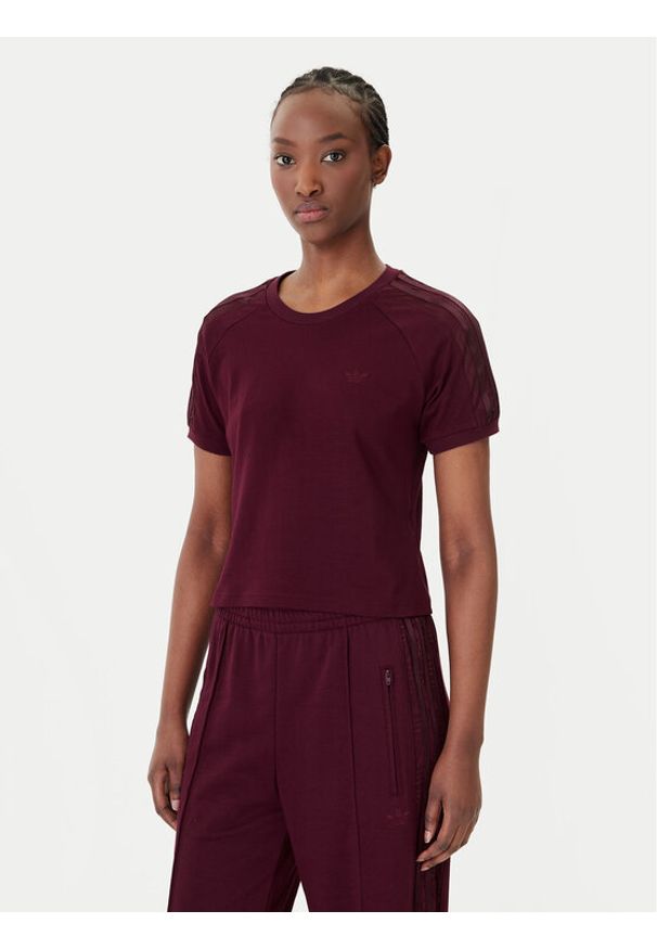 Adidas - adidas T-Shirt Lace Cali KC6453 Bordowy Regular Fit. Kolor: czerwony. Materiał: bawełna