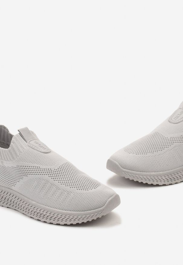 Renee - Szare Buty Sportowe ze Skarpetkową Cholewką Pinke. Kolor: szary. Materiał: dresówka, jeans. Szerokość cholewki: normalna