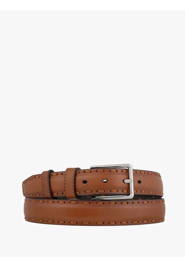 Ryłko - Rudy pasek ze skóry licowej. Kolor: brązowy. Materiał: skóra. Styl: casual, street, klasyczny