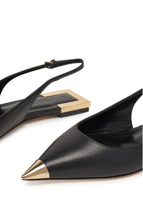 Elisabetta Franchi Baleriny SA-07L-51E2 Czarny. Kolor: czarny. Materiał: skóra