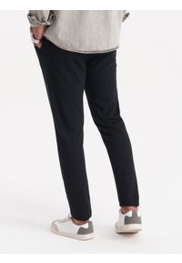 Ombre Clothing - Dzianinowe spodnie męskie z gumką w pasie - czarne V4 OM-PACP-0116 - XXL. Kolor: czarny. Materiał: dzianina #4