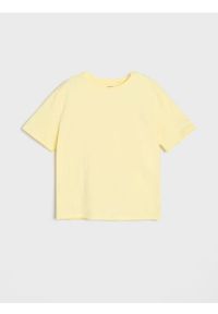 Sinsay - Koszulka z printem na plecach - żółty. Kolor: żółty. Wzór: nadruk #1