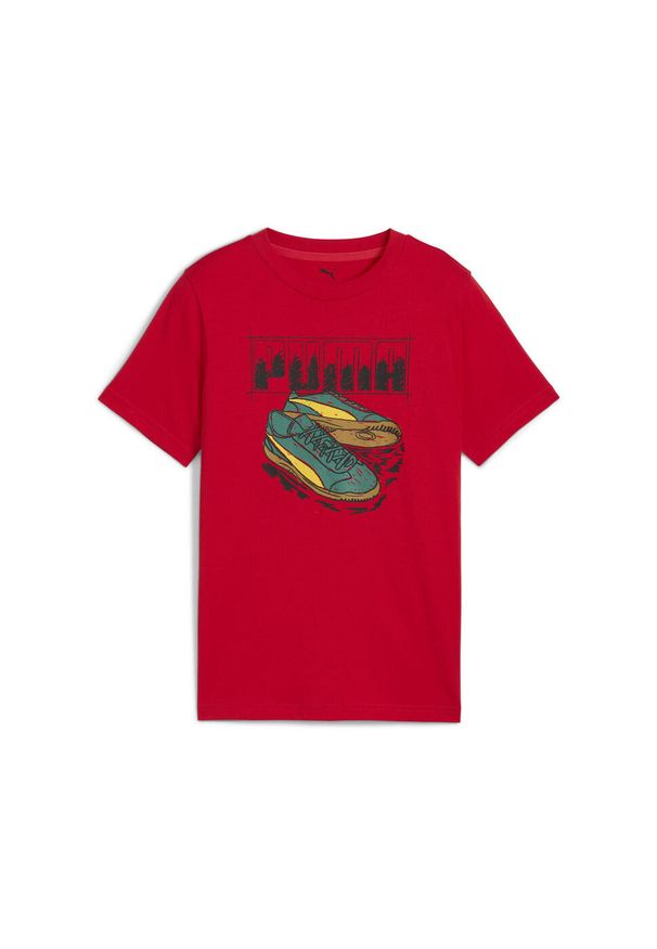 Puma - Młodzieżowa koszulka z grafiką sneakersów PUMA For All Time Red. Kolor: czerwony. Sport: joga i pilates
