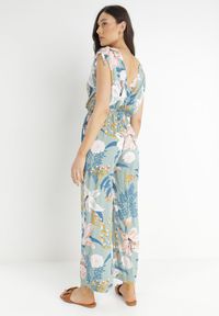 Born2be - Miętowy Kombinezon Fobly. Kolor: miętowy. Długość rękawa: bez rękawów. Długość: długie. Wzór: kolorowy, kwiaty. Styl: elegancki #2