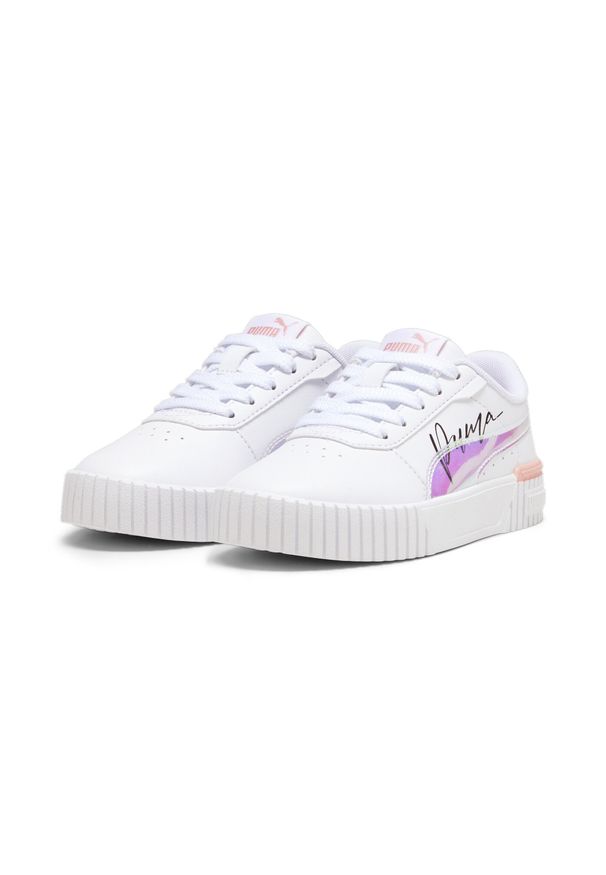 Puma - Dziecięce sneakersy Carina 2.0 Crystal Wing PUMA White Peach Smoothie Black Pink. Kolor: wielokolorowy, różowy, czarny, biały. Sezon: lato