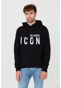 DSQUARED2 Czarna męska bluza Sweatshirt, Rozmiar L. Typ kołnierza: kaptur. Kolor: czarny