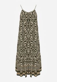 Renee - Ciemnozielona Rozkloszowana Sukienka z Bawełny na Cienkich Ramiączkach Nellmaira. Okazja: na imprezę. Kolor: zielony. Materiał: bawełna. Długość rękawa: na ramiączkach. Sezon: lato #7