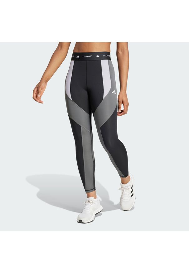 Adidas - Legginsy Techfit 7/8 Colorblock. Kolor: czarny, brązowy, szary, wielokolorowy. Materiał: materiał. Technologia: Techfit (Adidas). Sport: fitness
