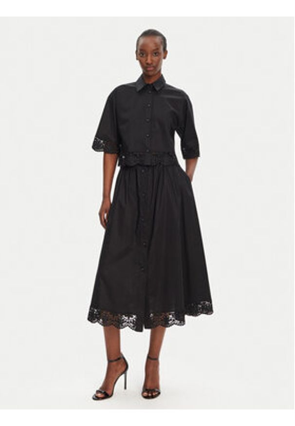 TwinSet - TWINSET Spódnica trapezowa 251TT2095 Czarny Regular Fit. Kolor: czarny. Materiał: bawełna