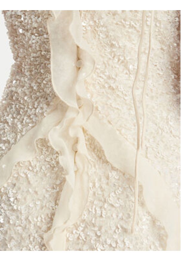 BARDOT - Bardot Sukienka koktajlowa Marsella Ruffle 59338DB1 Écru Regular Fit. Materiał: syntetyk. Styl: wizytowy