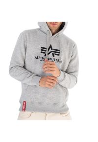 Bluza Alpha Industries Basic Hoody 17831217 - szara. Typ kołnierza: kaptur. Kolor: szary. Materiał: bawełna, poliester. Wzór: aplikacja. Styl: klasyczny #1