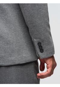 Ombre Clothing - Dzianinowa męska marynarka o dopasowany kroju - jasnoszara V2 - Rozmiar: XL. Okazja: na spotkanie biznesowe, do pracy, na co dzień. Kolor: szary. Materiał: dzianina. Styl: klasyczny, biznesowy, casual, elegancki #7