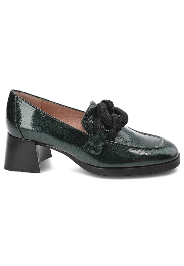 Zielone Półbuty Hispanitas Eleganckie Obuwie Damskie. Okazja: na co dzień. Kolor: zielony. Materiał: materiał, skóra, lakier. Obcas: na obcasie. Styl: elegancki. Wysokość obcasa: średni