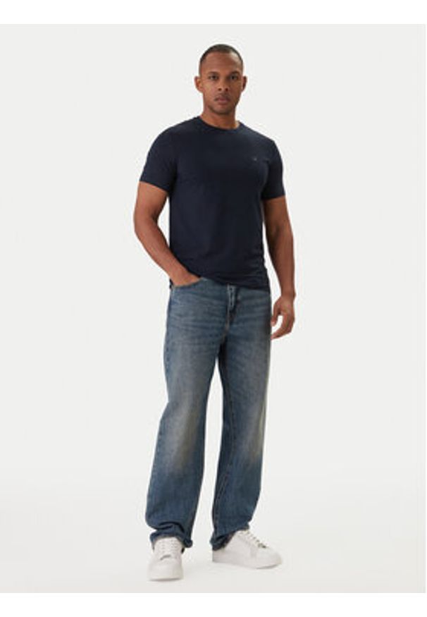 Calvin Klein T-Shirt LV04LC240G Granatowy Slim Fit. Kolor: niebieski. Materiał: bawełna