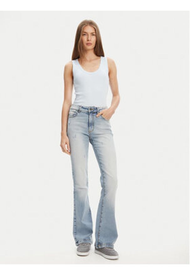 United Colors of Benetton - United Colors Of Benetton Top 3GA2DH010 Błękitny Slim Fit. Kolor: niebieski. Materiał: bawełna