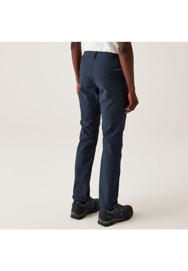 Regatta - Męskie spodnie softshellowe Geo II. Kolor: niebieski. Sezon: lato. Sport: turystyka piesza