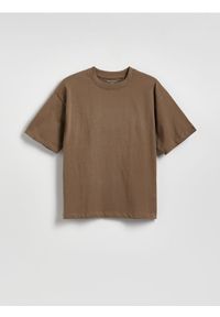 Reserved - Bawełniany t-shirt - brązowy. Kolor: brązowy. Materiał: bawełna #1