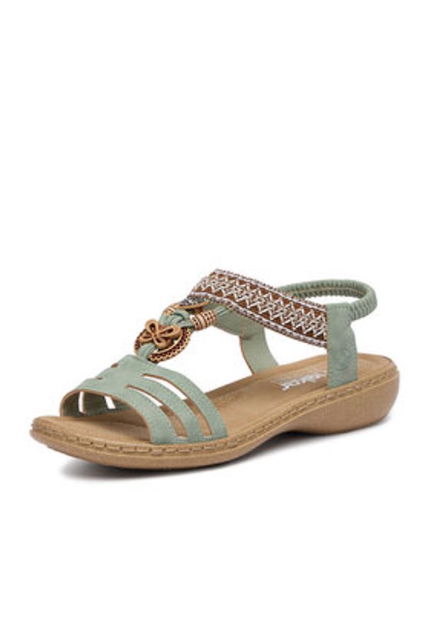 Rieker Sandały CEO-61855-52 Zielony jasny. Kolor: zielony. Materiał: skóra
