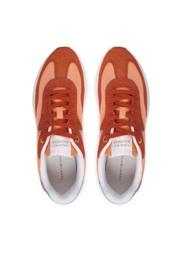 TOMMY HILFIGER - Tommy Hilfiger Sneakersy Th Retro Runner Mix FW0FW09410 Pomarańczowy. Kolor: pomarańczowy. Materiał: materiał