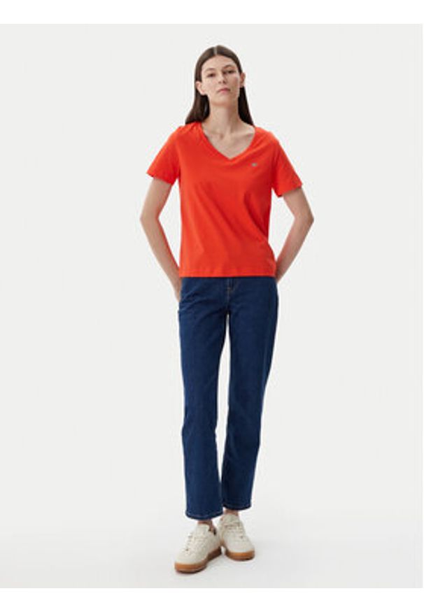 GANT - Gant T-Shirt Shield 4200750 Pomarańczowy Regular Fit. Kolor: pomarańczowy. Materiał: bawełna