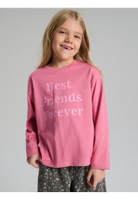 Sinsay - Bawełniana koszulka z napisem - różowy. Kolor: różowy. Materiał: bawełna. Wzór: napisy #1