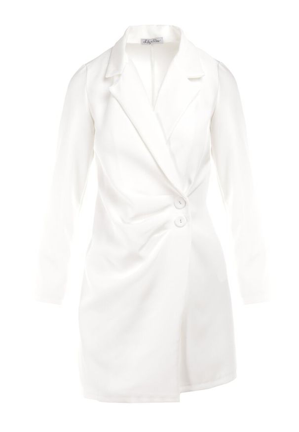 Born2be - Biała Sukienka Ionitheme. Okazja: na spotkanie biznesowe, do pracy. Typ kołnierza: dekolt w serek. Kolor: biały. Styl: biznesowy, elegancki, klasyczny