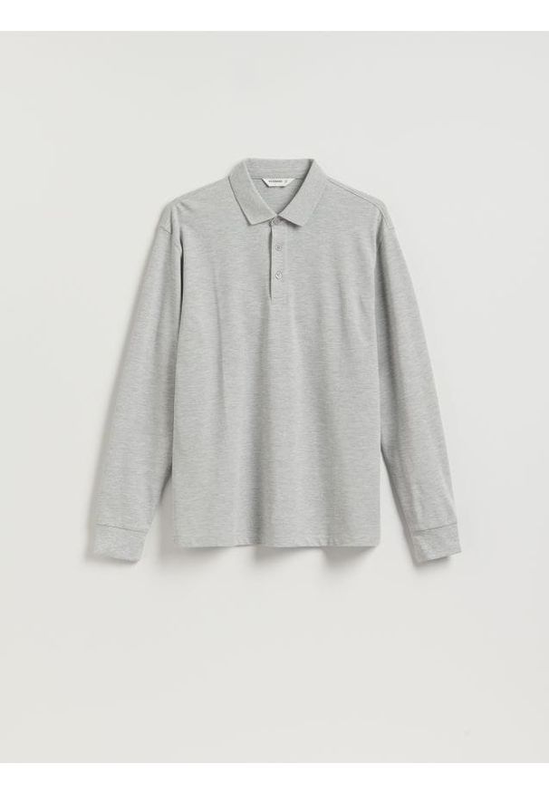 Reserved - Koszulka polo z długim rękawem - jasnoszary. Typ kołnierza: polo. Kolor: szary. Materiał: dzianina, bawełna. Długość rękawa: długi rękaw. Długość: długie