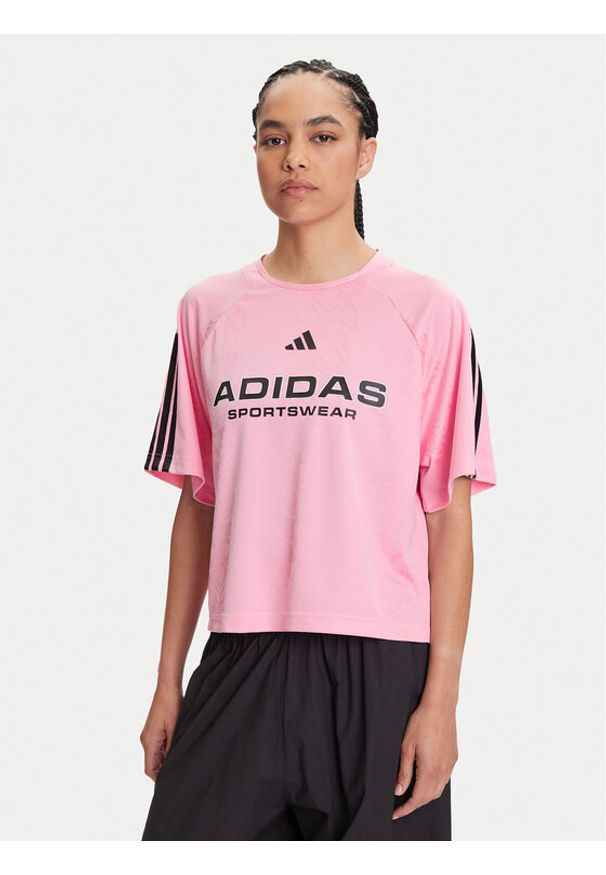 Adidas - adidas T-Shirt Tiro x Common Goal Jacquard JL9213 Różowy Loose Fit. Kolor: różowy. Materiał: syntetyk