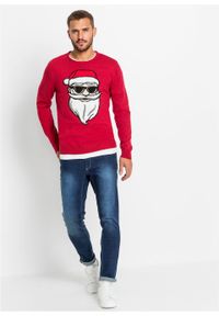 Sweter z bożonarodzeniowym motywem bonprix czerwony. Kolor: czerwony #2