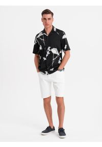 Ombre Clothing - Męskie denimowe szorty o klasycznym kroju – białe V1 OM-SRDS-0171 - XXL. Kolor: biały. Materiał: bawełna, jeans, skóra, elastan. Wzór: aplikacja. Sezon: lato. Styl: klasyczny #11