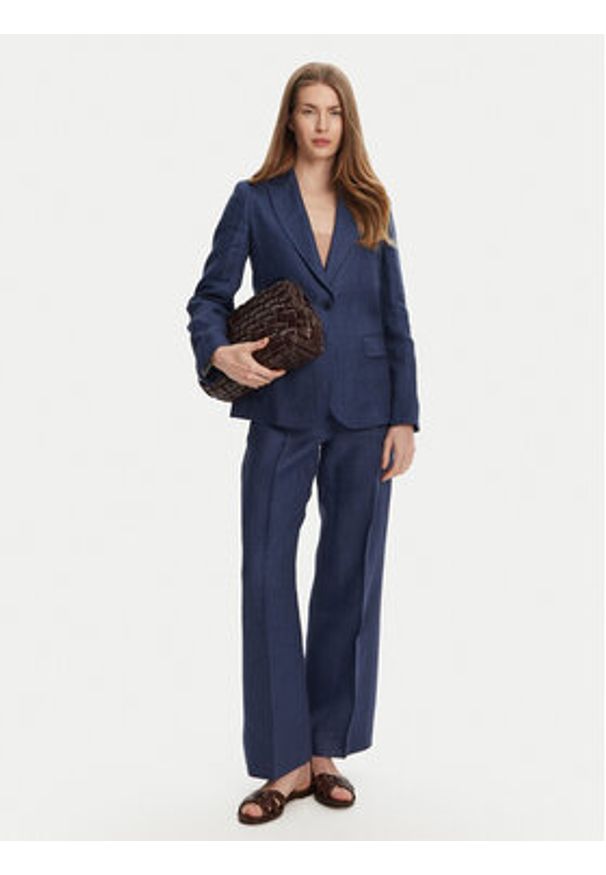 Weekend Max Mara Spodnie materiałowe Malizia 2515131052 Granatowy Regular Fit. Kolor: niebieski. Materiał: len