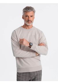 Ombre Clothing - Bluza męska bez kaptura z kieszonką - jasnoszara V2. Typ kołnierza: bez kaptura. Kolor: szary. Materiał: bawełna