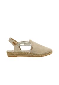 Sandały Toni Pons Nuria Pedra Stone 204012, Beżowy, Skóra naturalna - 38. Nosek buta: okrągły. Zapięcie: pasek. Kolor: beżowy. Materiał: zamsz. Wzór: paski. Sezon: lato. Styl: wakacyjny #1