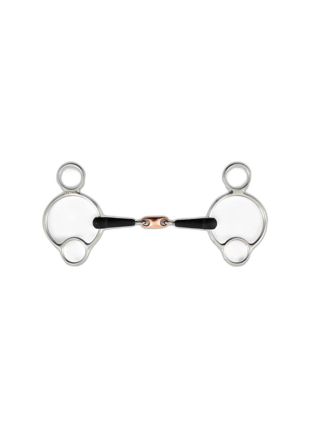 PREMIER EQUINE - 3 pierścieniowy bit dla koni gumowych Premier Equine. Kolor: szary. Materiał: guma. Sport: tenis