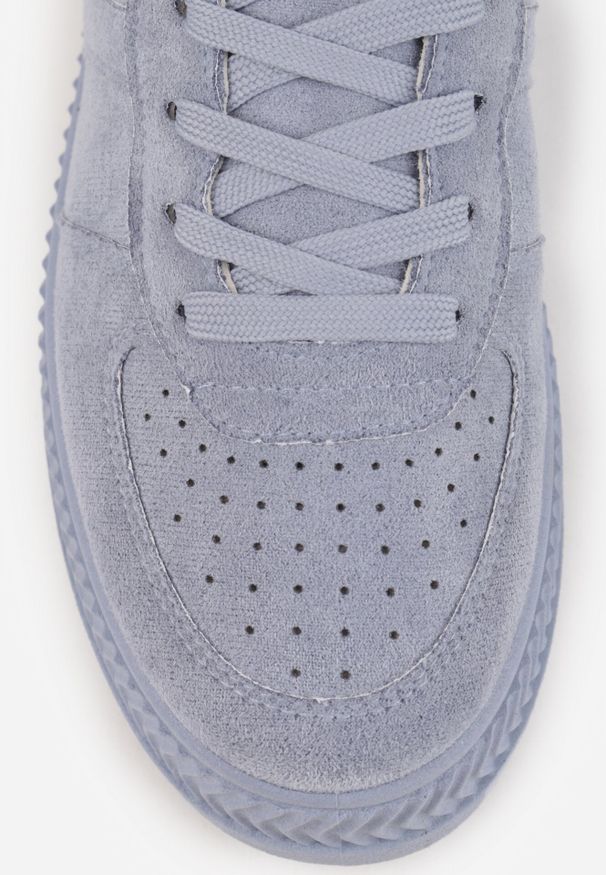 Born2be - Niebieskie Sneakersy na Grubej Podeszwie z Tłoczeniami Try to Forget. Okazja: do pracy, na co dzień. Kolor: niebieski. Materiał: materiał, jeans