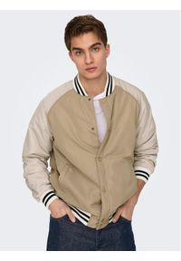 Only & Sons Kurtka bomber 22025423 Beżowy Regular Fit. Kolor: beżowy. Materiał: syntetyk