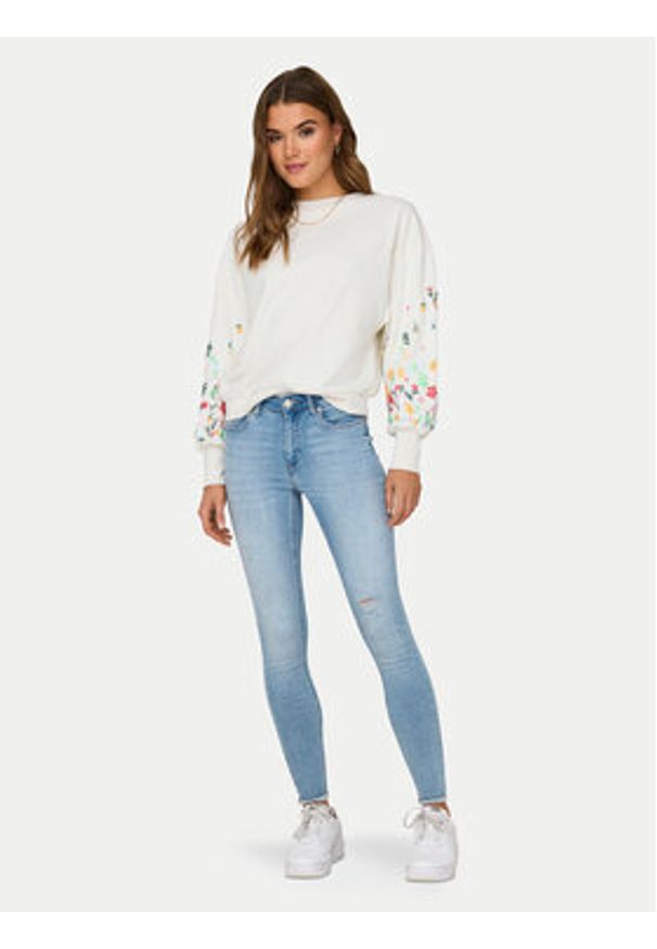 only - ONLY Bluza Brooke 15216364 Biały Regular Fit. Kolor: biały. Materiał: bawełna, syntetyk