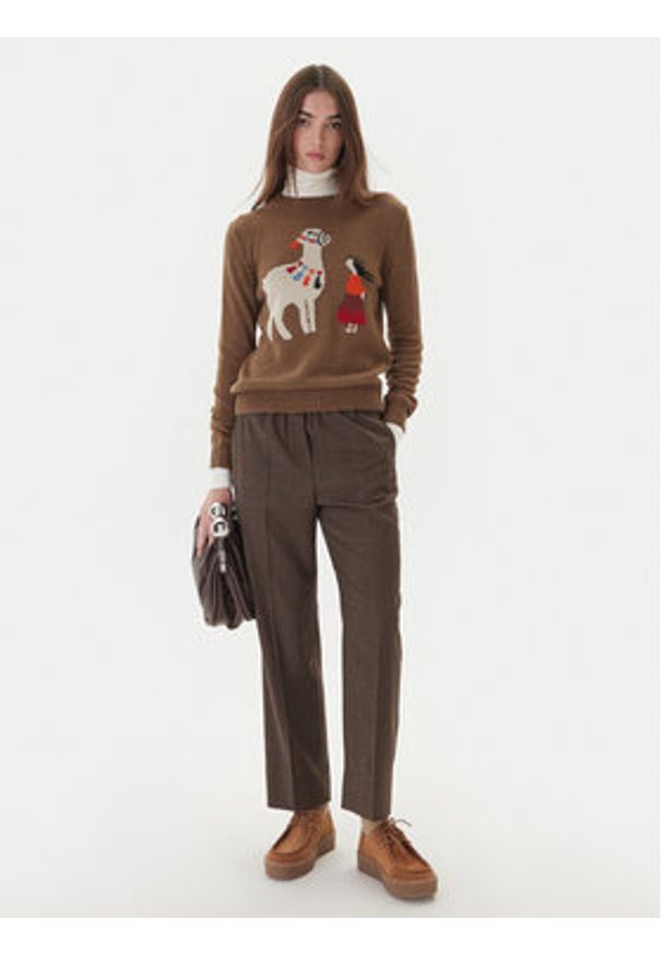 Weekend Max Mara Spodnie materiałowe Hataley 2525136022 Brązowy Regular Fit. Kolor: brązowy. Materiał: wełna