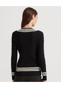 Lauren Ralph Lauren - LAUREN BY RALPH LAUREN - Czarny sweter z haftowanym monogramem. Kolor: czarny. Materiał: bawełna, dzianina. Wzór: haft #4