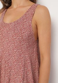 Born2be - Beżowa Rozkloszowana Sukienka z Bawełny w Abstrakcyjny Wzór Ronive. Okazja: na co dzień. Kolor: beżowy. Materiał: bawełna. Typ sukienki: rozkloszowane. Styl: casual, elegancki #3