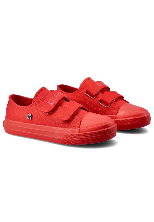 Big-Star - Czerwone Trampki Big Star Dziecięce Buty Na Rzepy. Okazja: na co dzień. Zapięcie: rzepy. Kolor: czerwony. Materiał: materiał, jeans, guma. Szerokość cholewki: normalna. Styl: młodzieżowy, klasyczny, casual