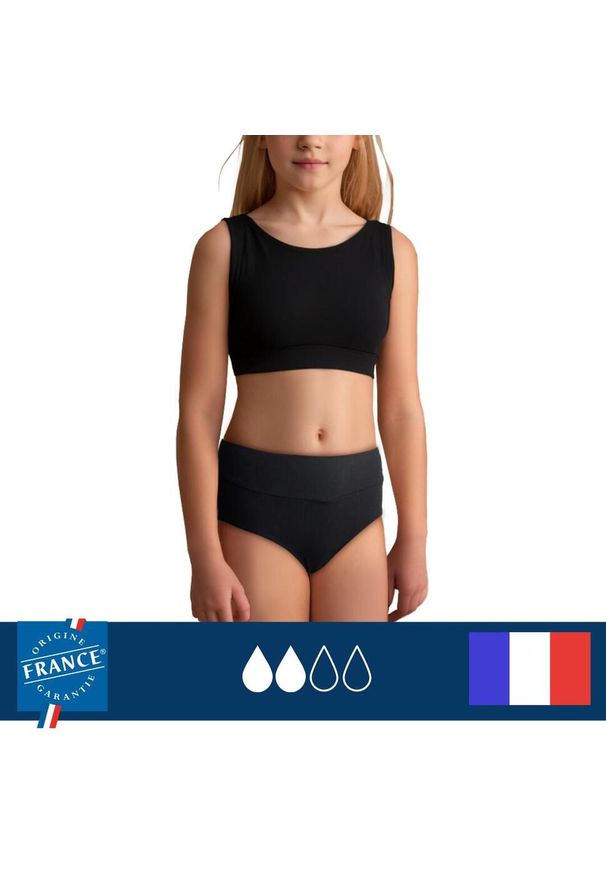 PLIM UNDERWEAR - Dół menstruacyjnego stroju kąpielowego nastolatki wysoki stan średnia chłonność. Stan: podwyższony. Kolor: czarny
