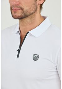 EA7 Emporio Armani - EA7 Biała męska koszulka polo rozpinana na zamek, Rozmiar L. Typ kołnierza: polo. Kolor: biały #6