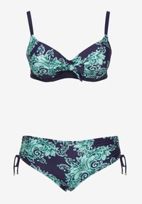 Born2be - Zielone Bikini Biustonosz z Wiązaniem i Majtki Typu Figi Norettia. Kolekcja: plus size. Kolor: zielony. Materiał: jeans #6