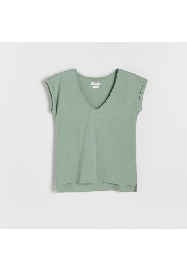 Reserved - T-shirt kimono - Zielony. Kolor: zielony