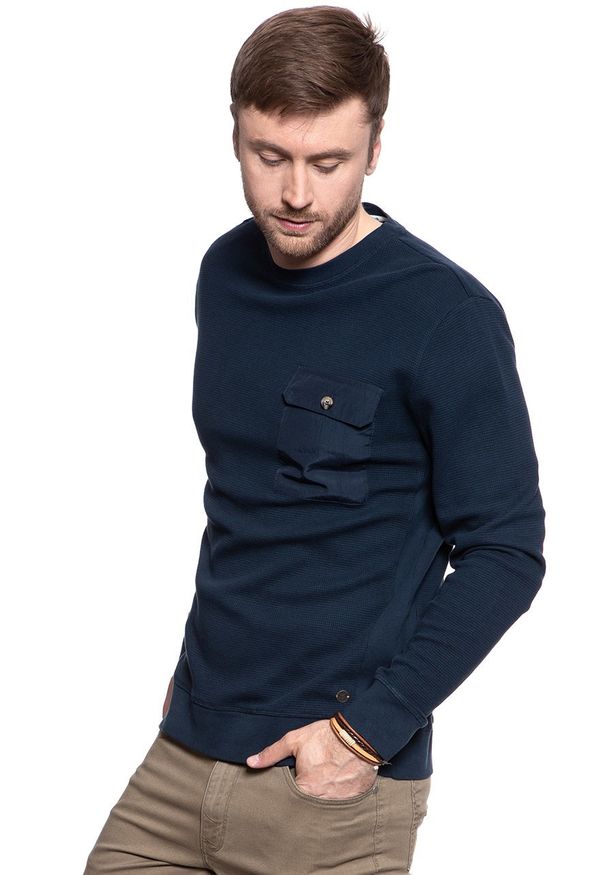 Mustang - MĘSKI SWETER MUSTANG Ben C Waffle DARK SAPPHIRE 1007010 4136